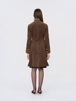 Detachable-Collar Wool-Blend Long Coat