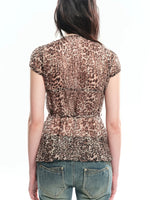 Leopard Lace Trim Pullover Top