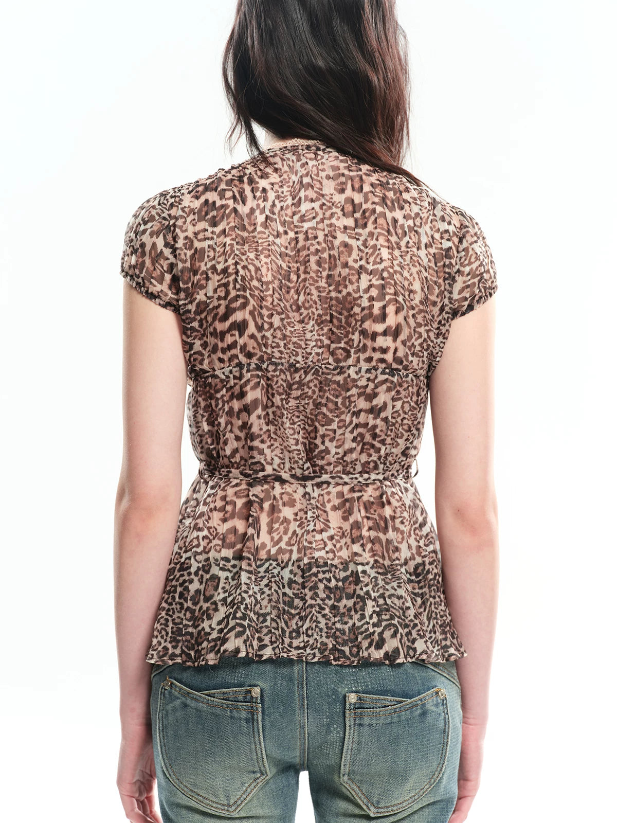 Leopard Lace Trim Pullover Top