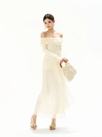 Feather Sequin Off-Shoulder Dress