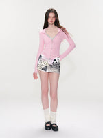 Pink Devil Hooded Knit Top