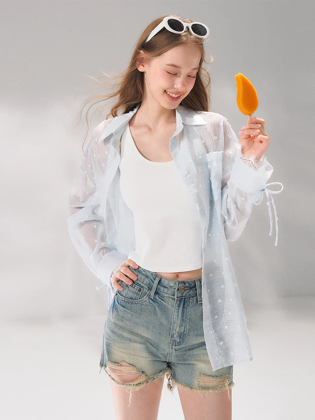 Distressed A-line Denim Shorts