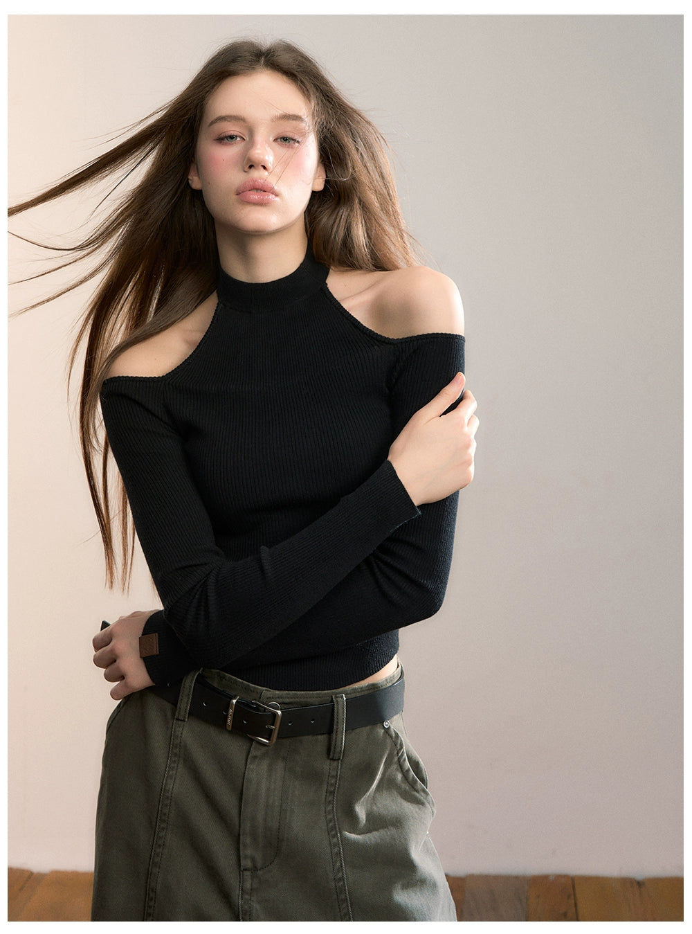 Rib Knit Off-Shoulder Two-Way Top