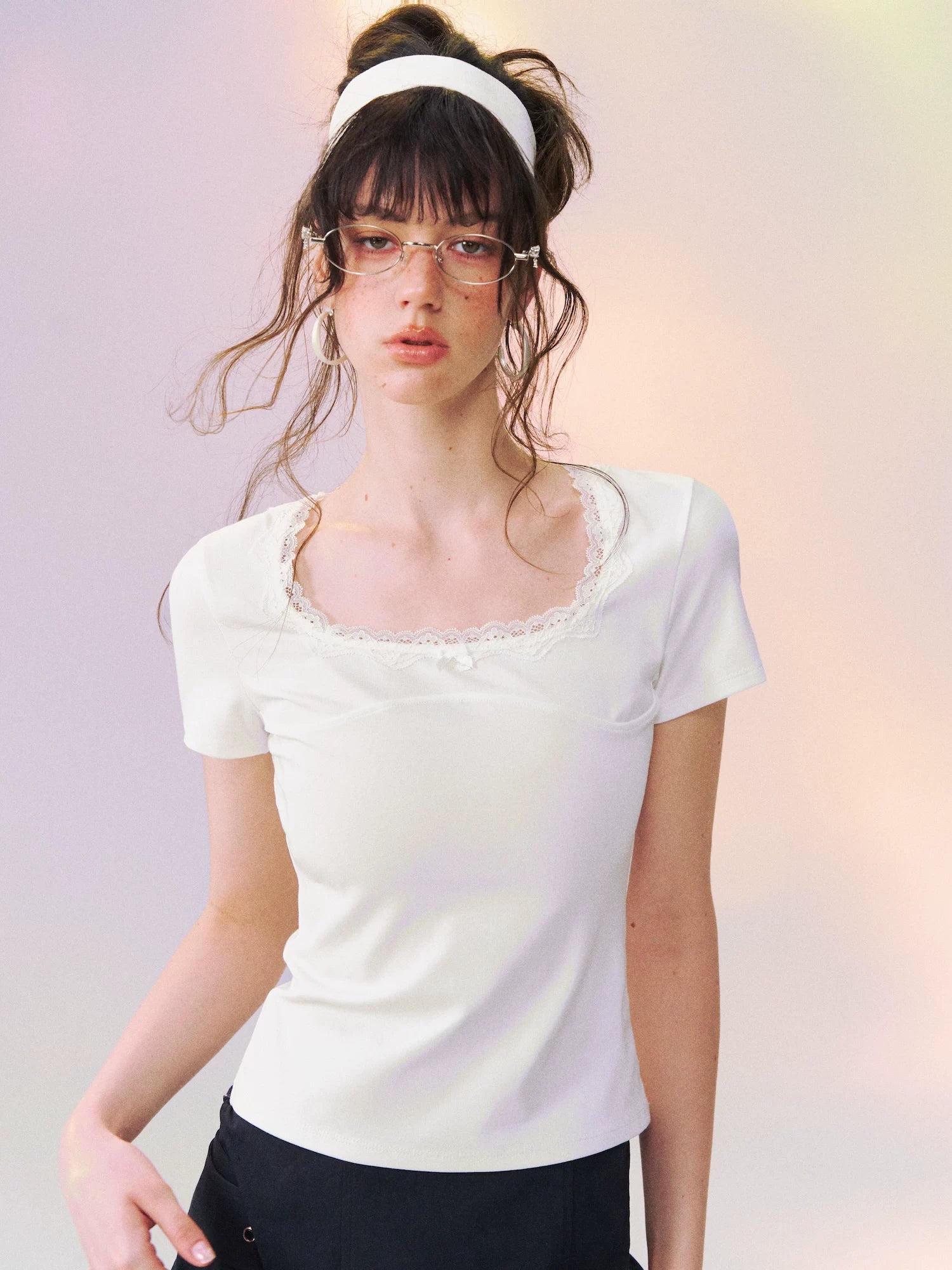 Square Neck Lace Tee