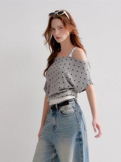 Polka Dot Contrast Top