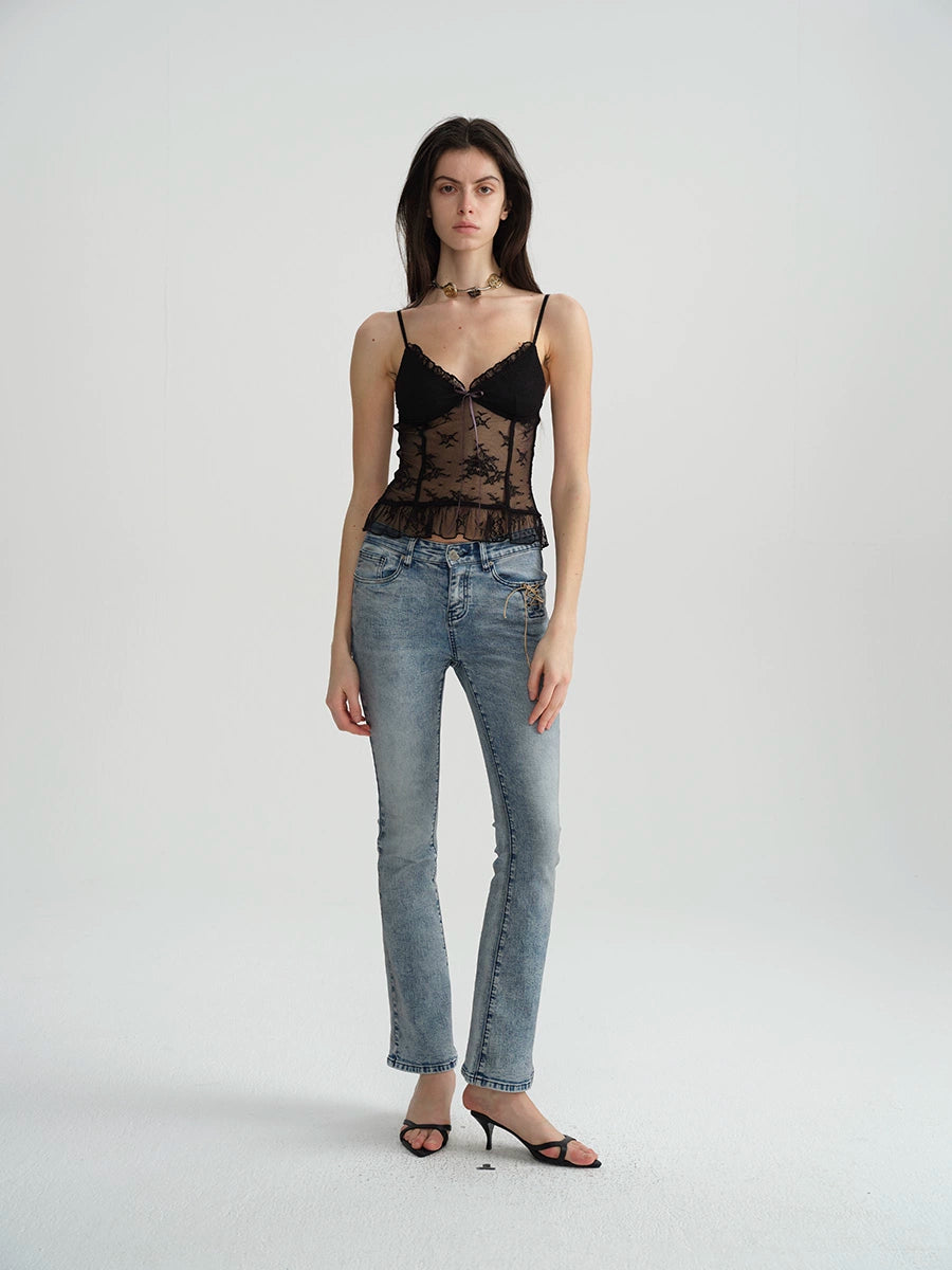 Dual-Tone Lace Trim Cami
