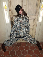 Plaid Crinkle Cargo Pants