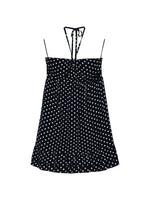 Navy Blue Polka Dot Halter Dress