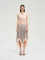 Lace Panel Twist Knit Tank