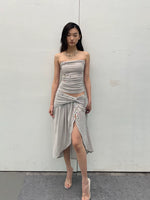 Rhinestone Strap Knit Tube Top & Skirt Set