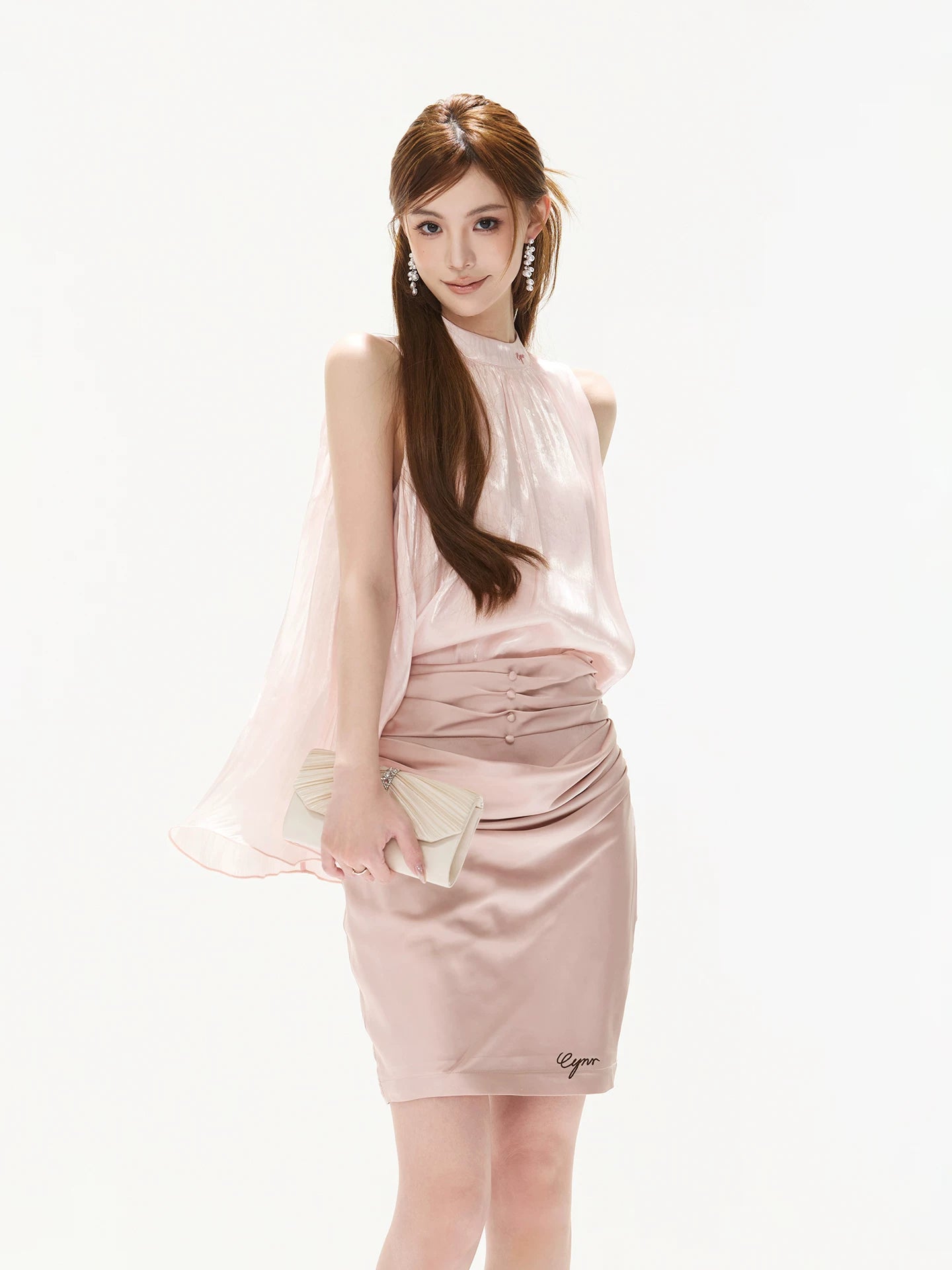 Stand Collar Satin Top