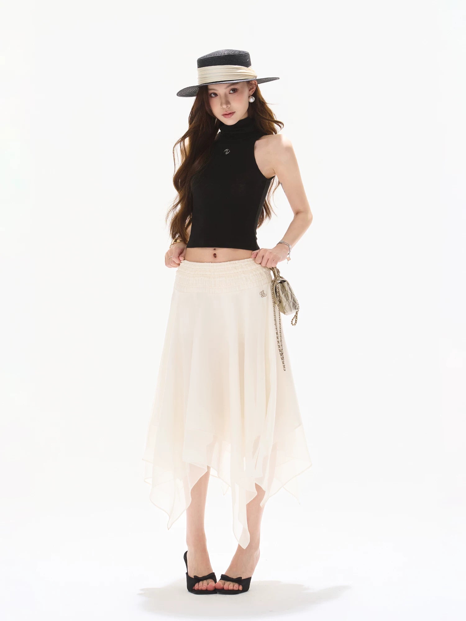 Asymmetrical Chiffon Midi Skirt