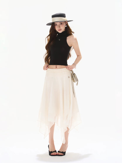 Asymmetrical Chiffon Midi Skirt