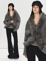 Detachable Collar Batwing Sleeve Cardigan