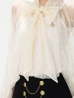 Sequin Lace Ribbon Blouse