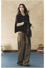 Khaki High Waisted Pleated Wide Leg Pants