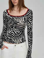 Zebra Deep-Neck Top