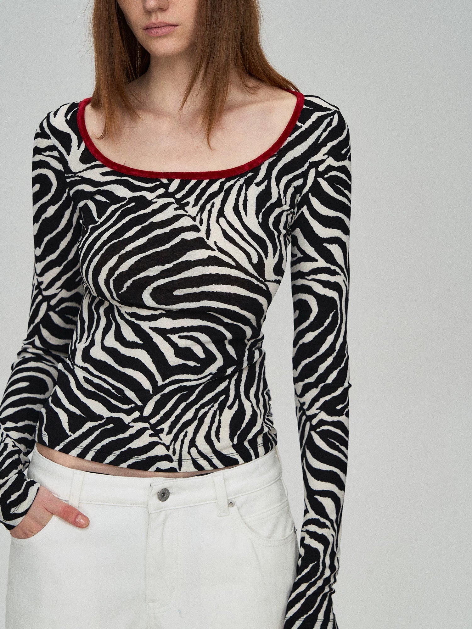 Zebra Deep-Neck Top