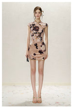 Velvet Blossom Qipao Dress