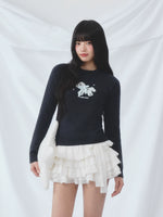 Navy Blue Butterfly Knit Top