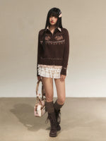 Fair Isle Collar Knit Cardigan