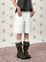 White Lace Trim Casual Shorts