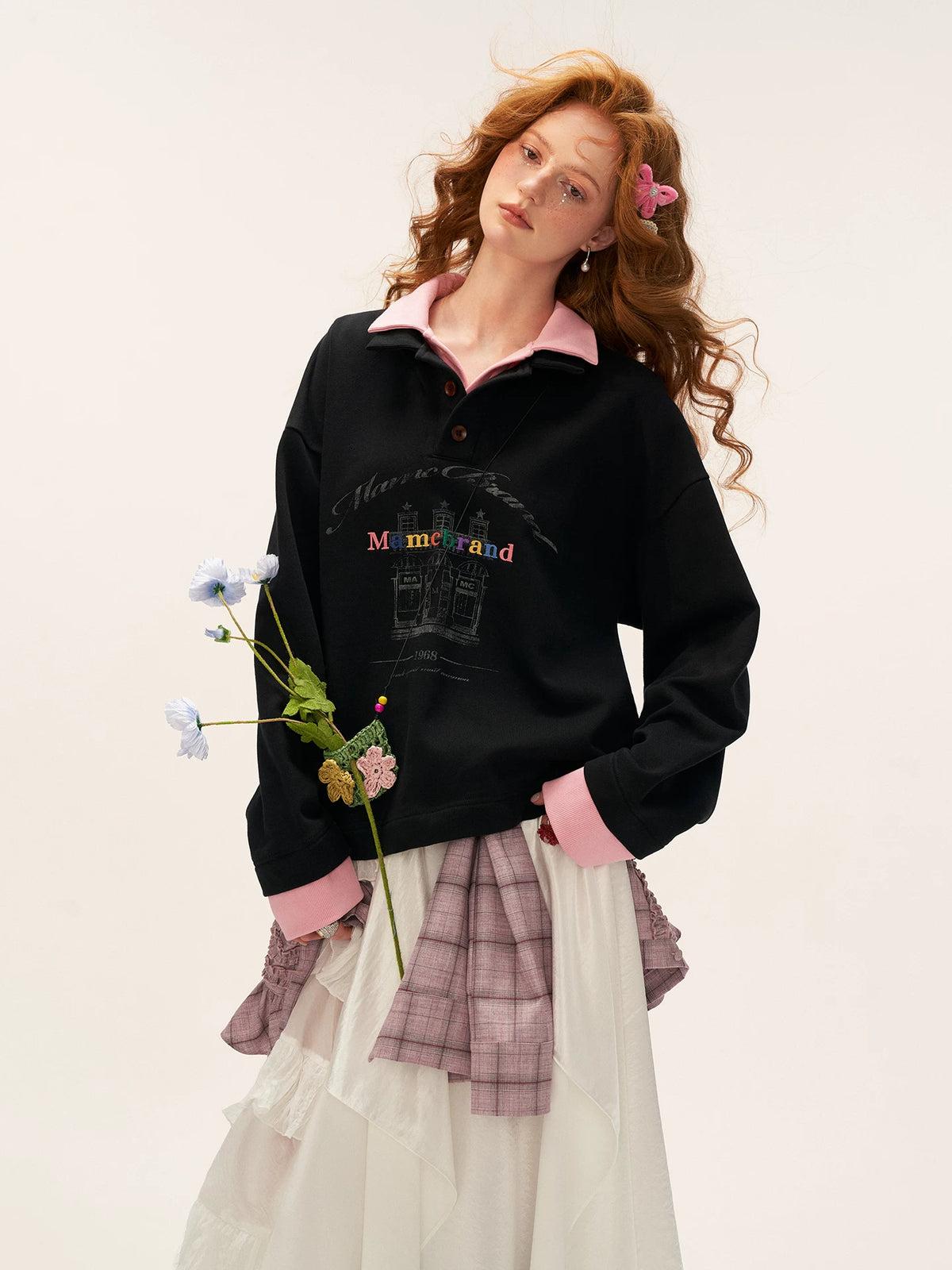Polo Collar Oversized Sweatshirt