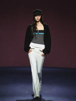 Colorblock Bustier Top & Relaxed Wool-Blend Knit Cardigan Set