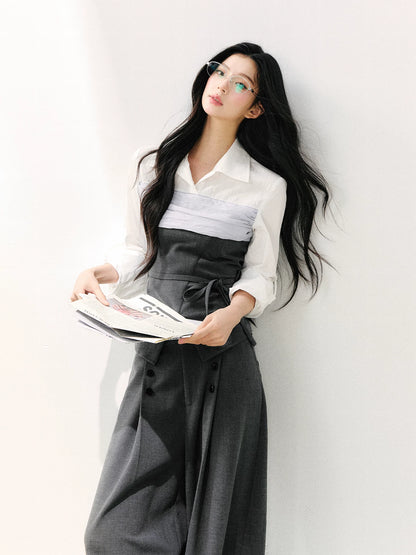 Gray Layered Tie Shirt