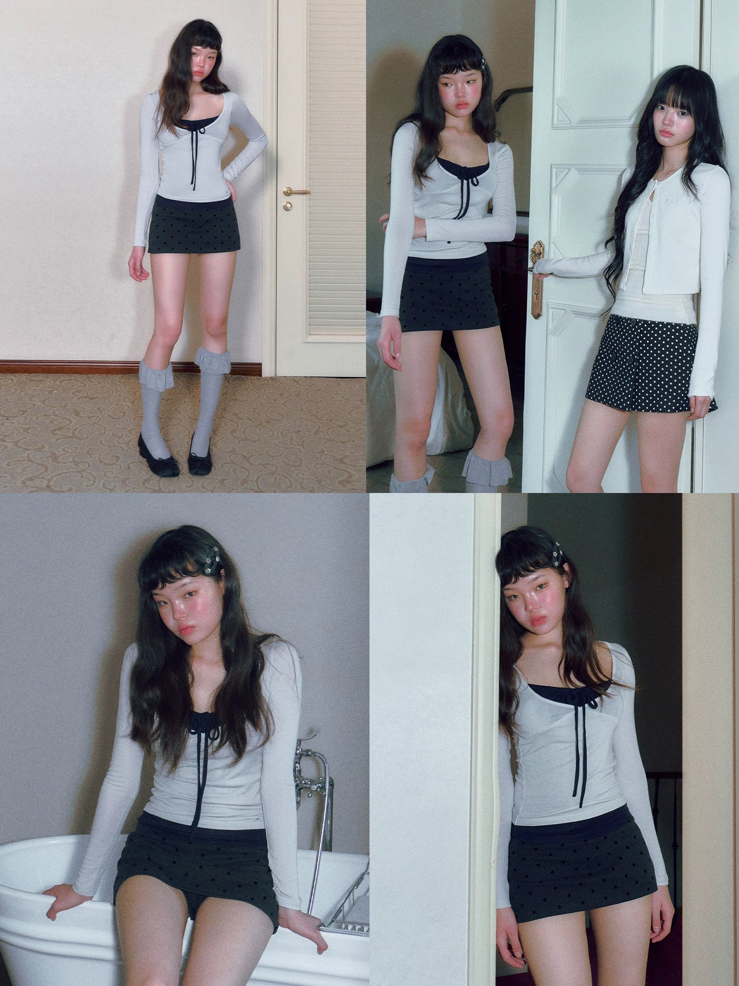 Drawstring Layered V-Neck Top