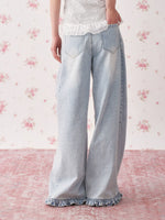 Light Blue Washed Wide Leg Jeans