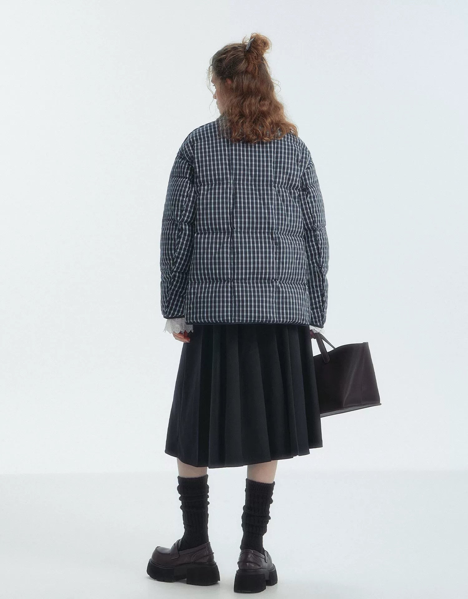 Collarless Colorblock Down Jacket