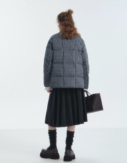 Collarless Colorblock Down Jacket