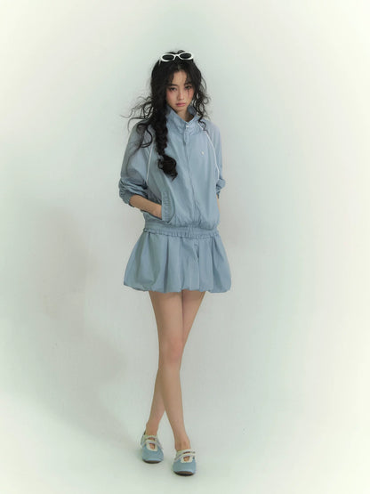 Floral Stand Collar Jacket &amp; Dress Set