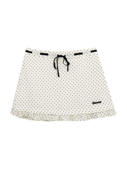 White Polka Dot Mini Skirt
