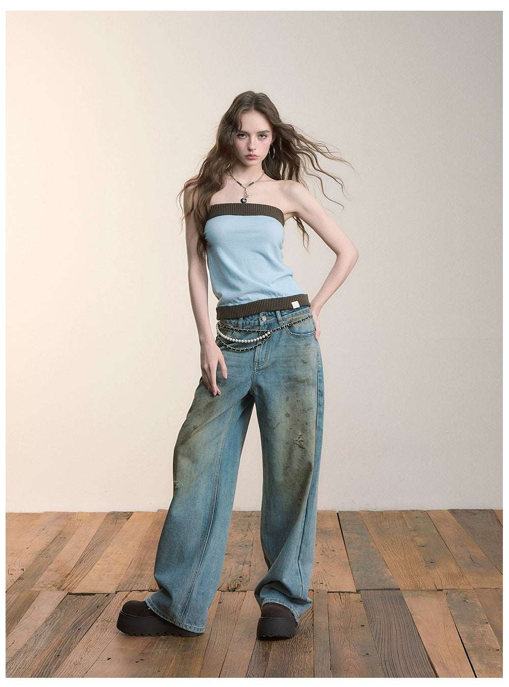 Colorblock Wool Bustier Set