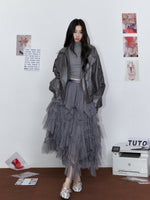 A-Line Long Skirt with Flared Tulle