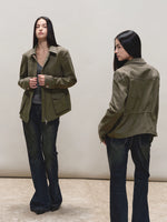 Diamond-Quilt Contrast Hunter Jacket