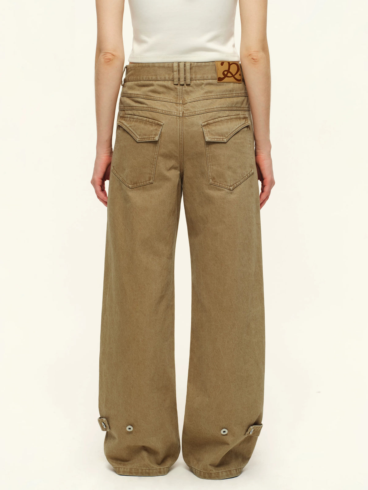 Washed Adjustable Straight Pants