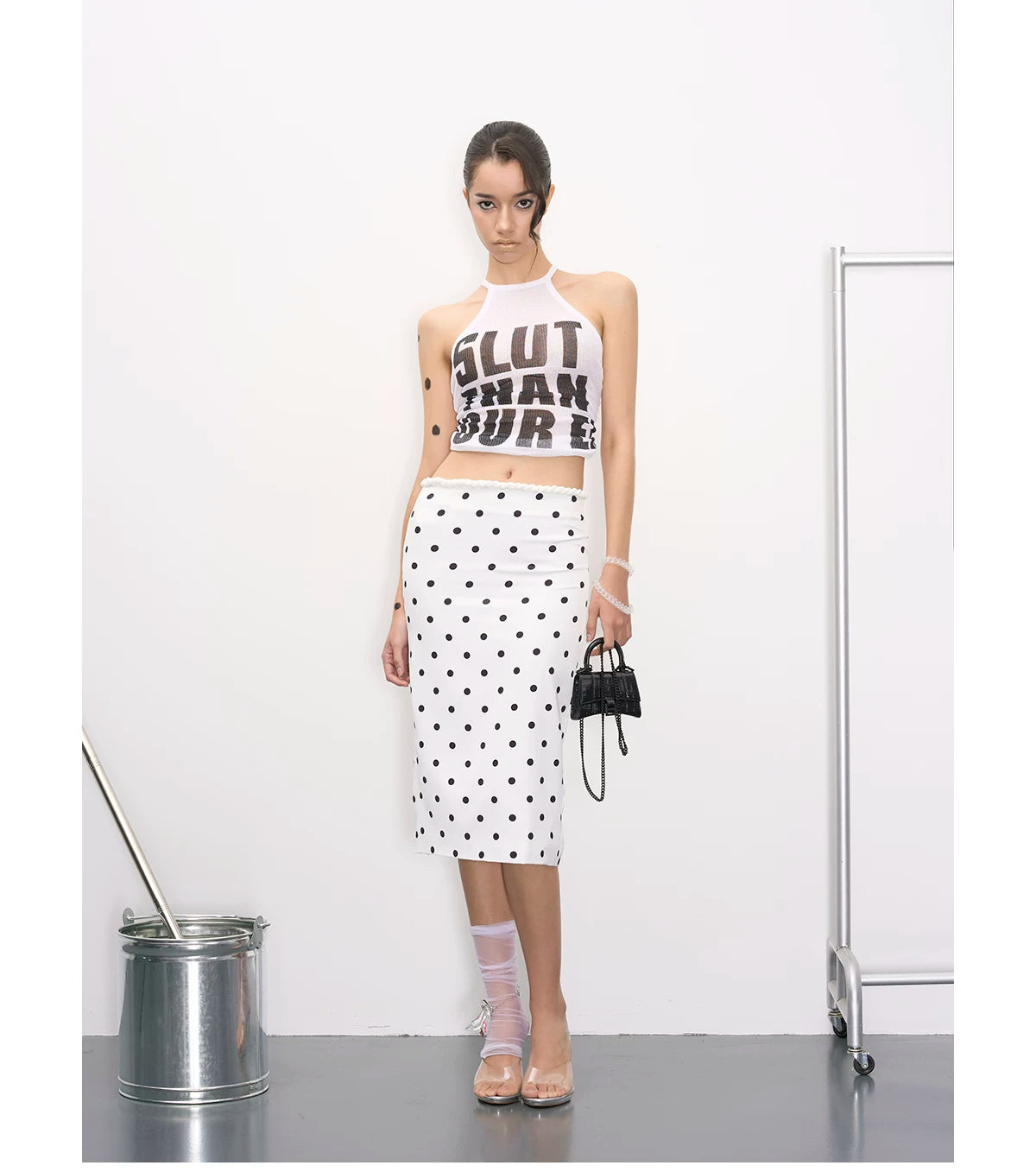 Letter Print Halter Knit Dress