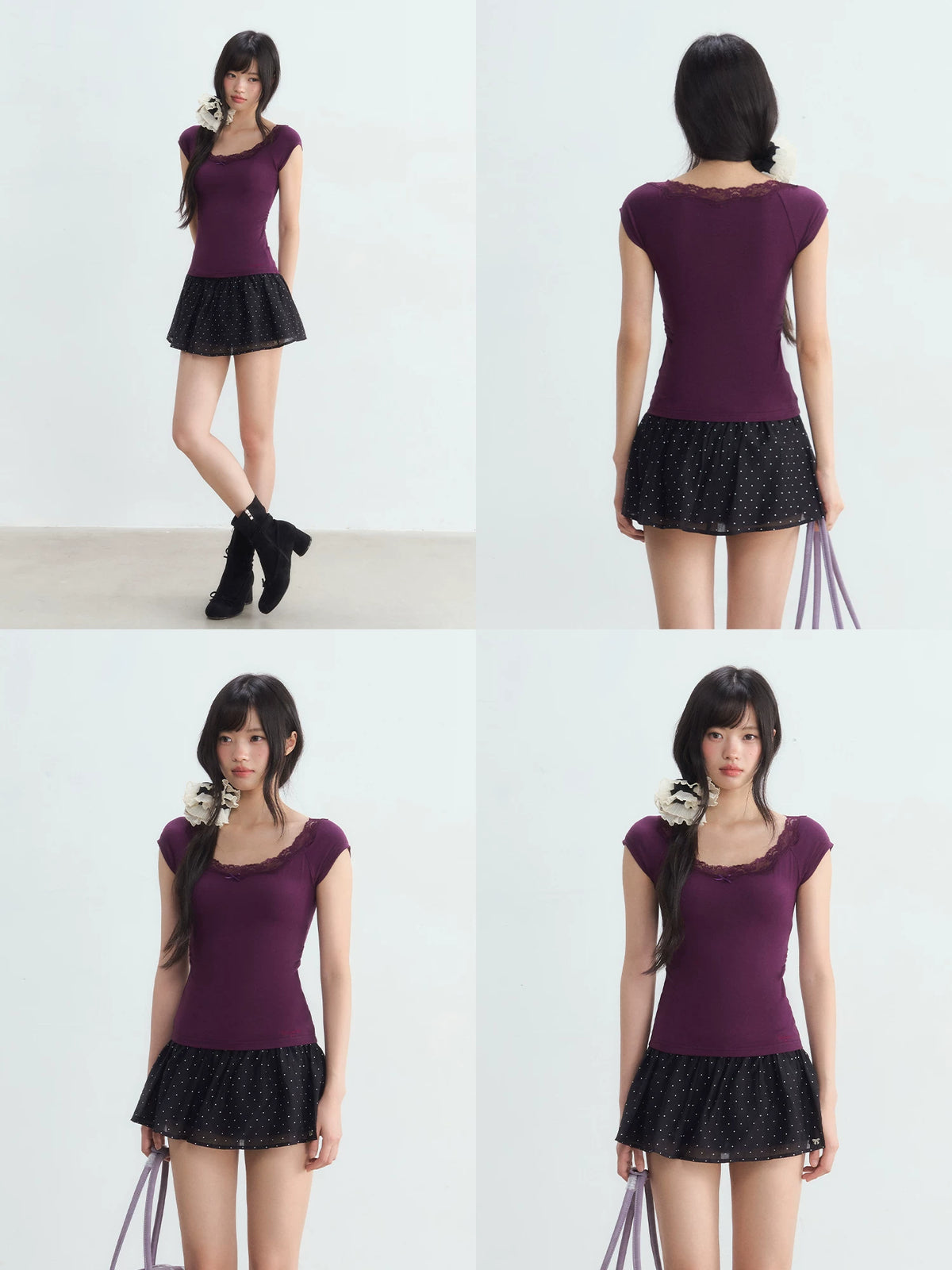 Lace Patchwork Purple Tee