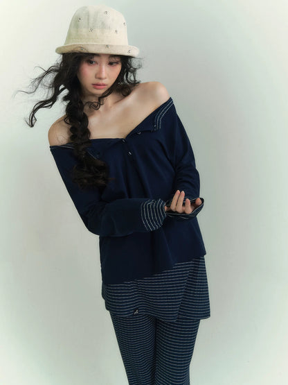 Stripe Henley Layered Set