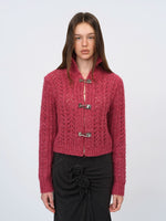 Ivory & Red Cutout Knit Cardigan