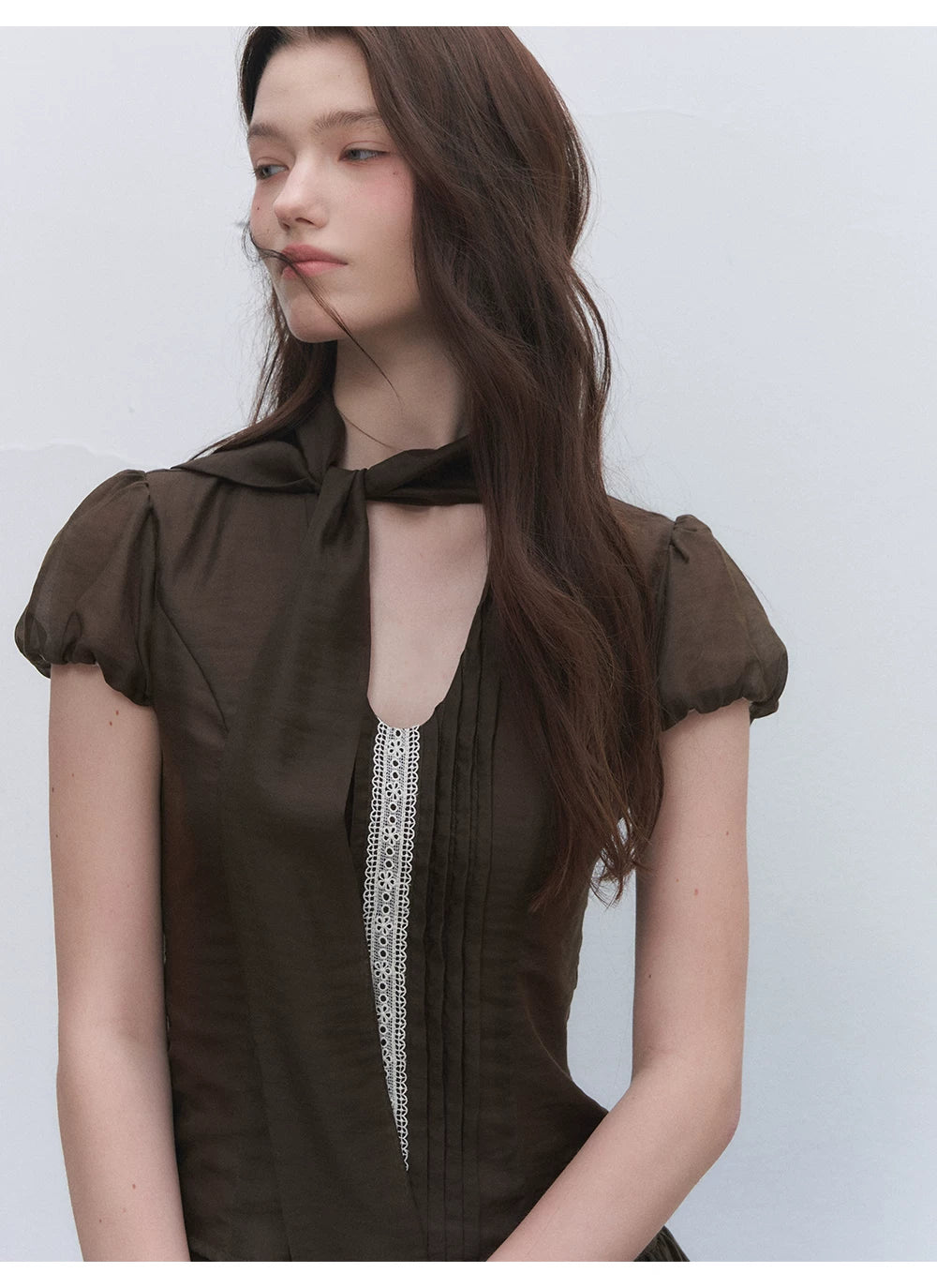Lyocell Tie Blouse &amp; Skirt Set