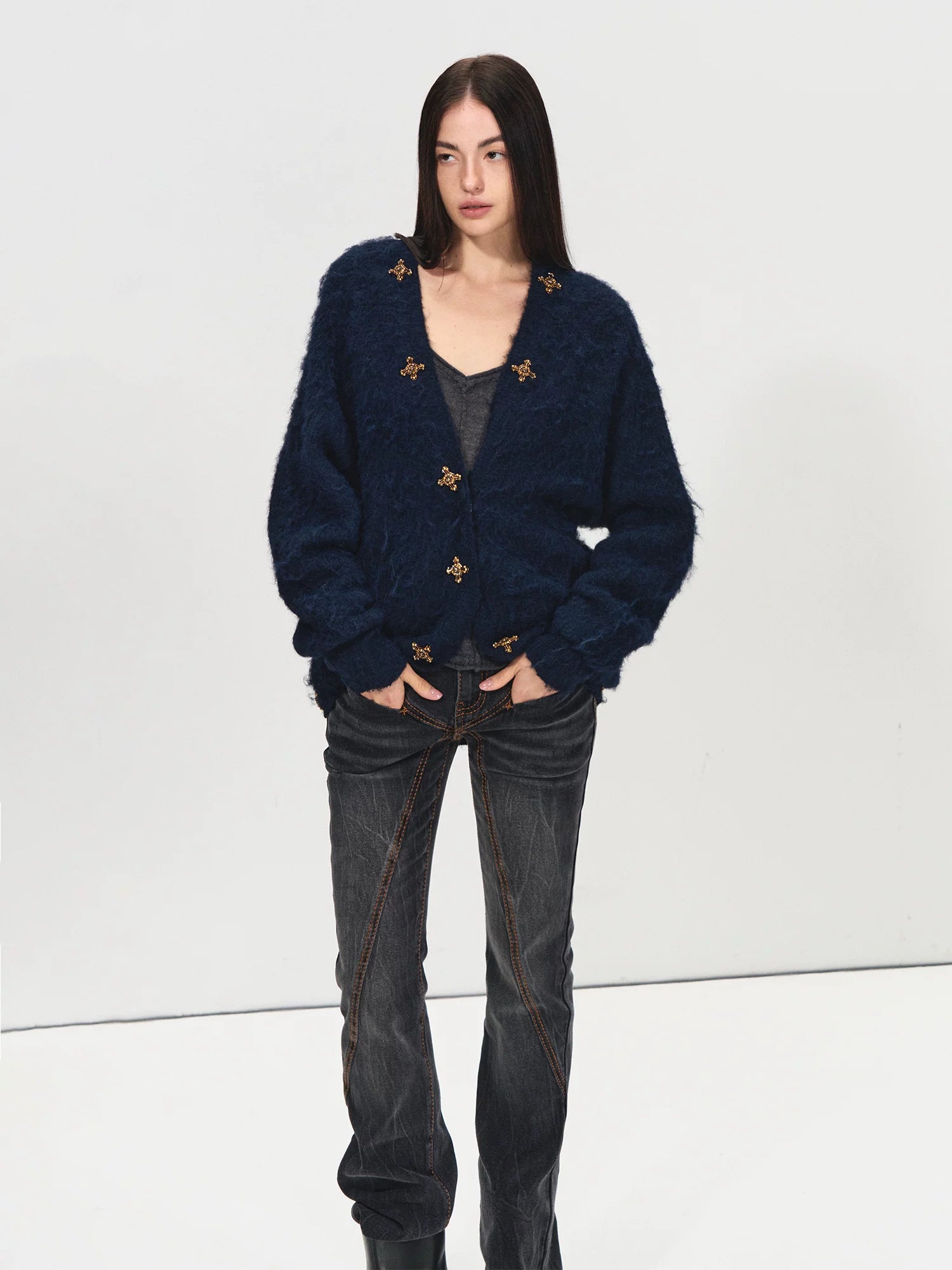Beaded Alpaca Knit Cardigan