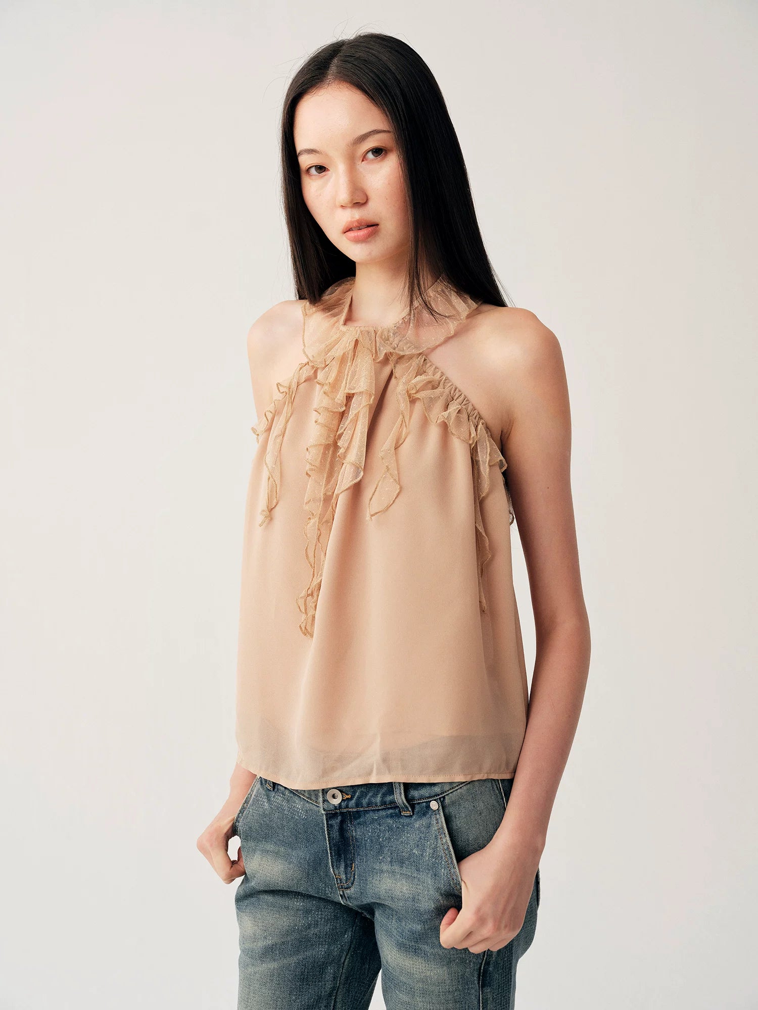 Ruffle Halter Cami Top