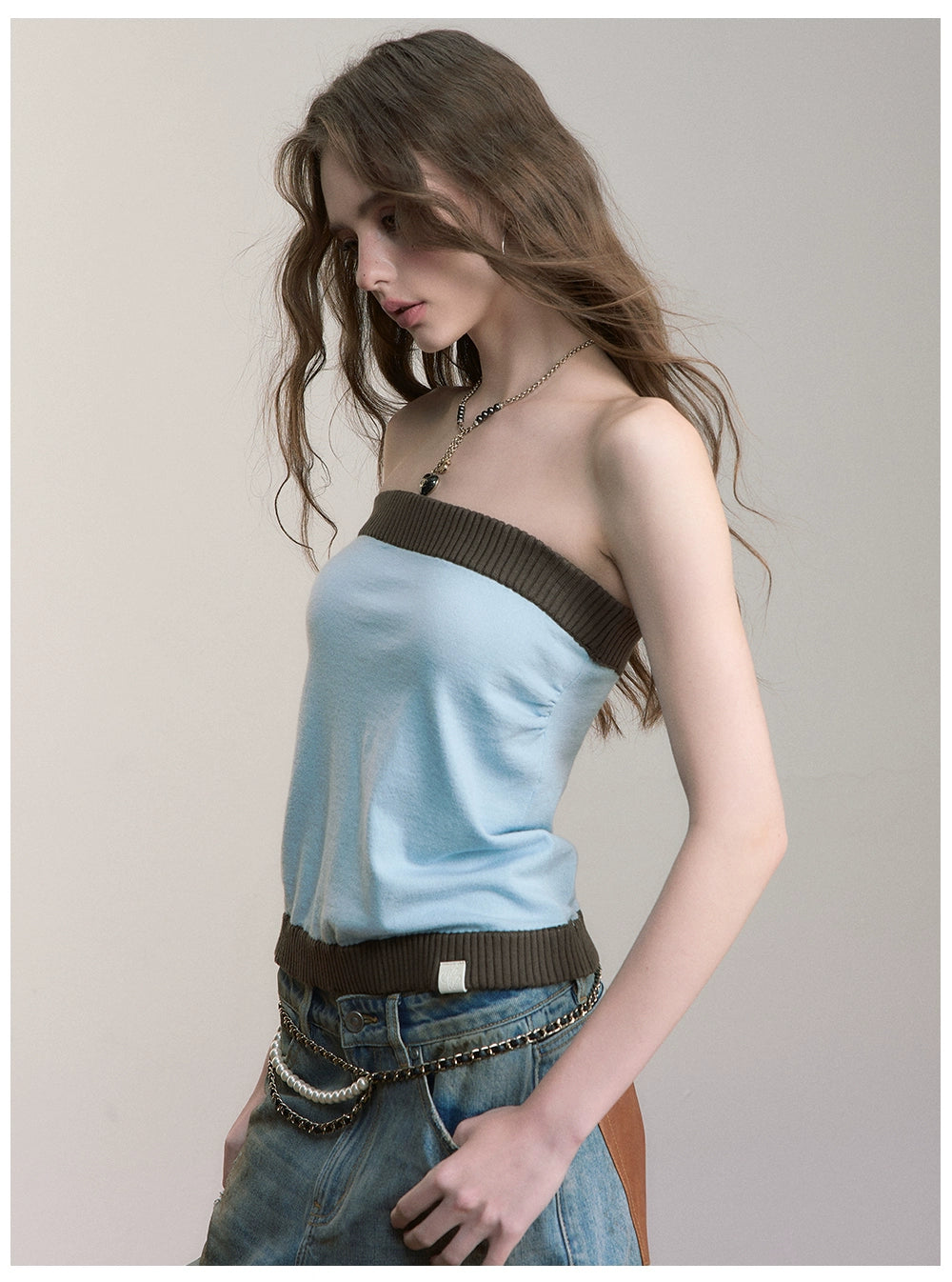 Colorblock Wool Bustier Set