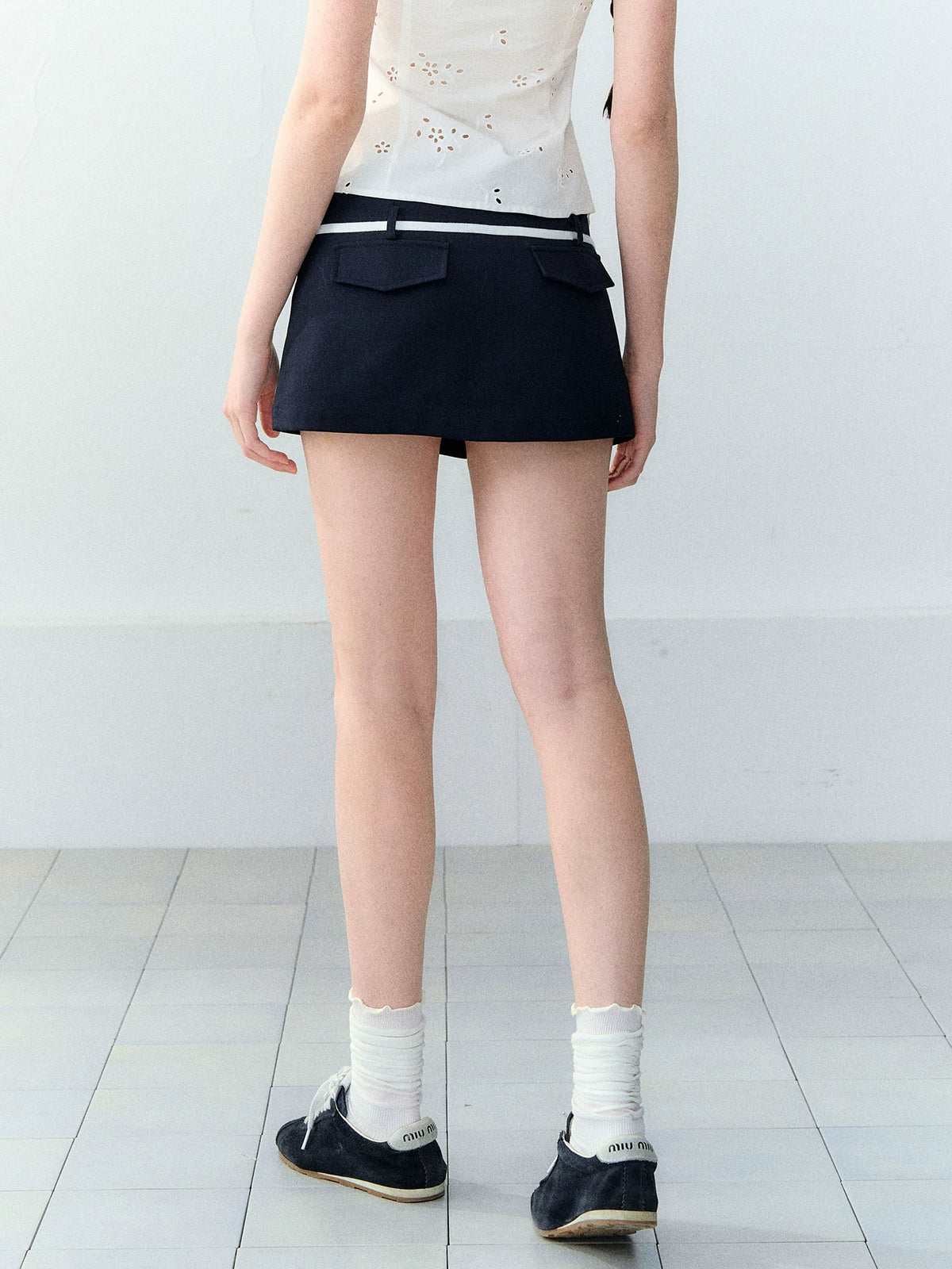 Contrast Drawstring Skort