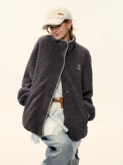 Reversible Shearling Plaid Jacket