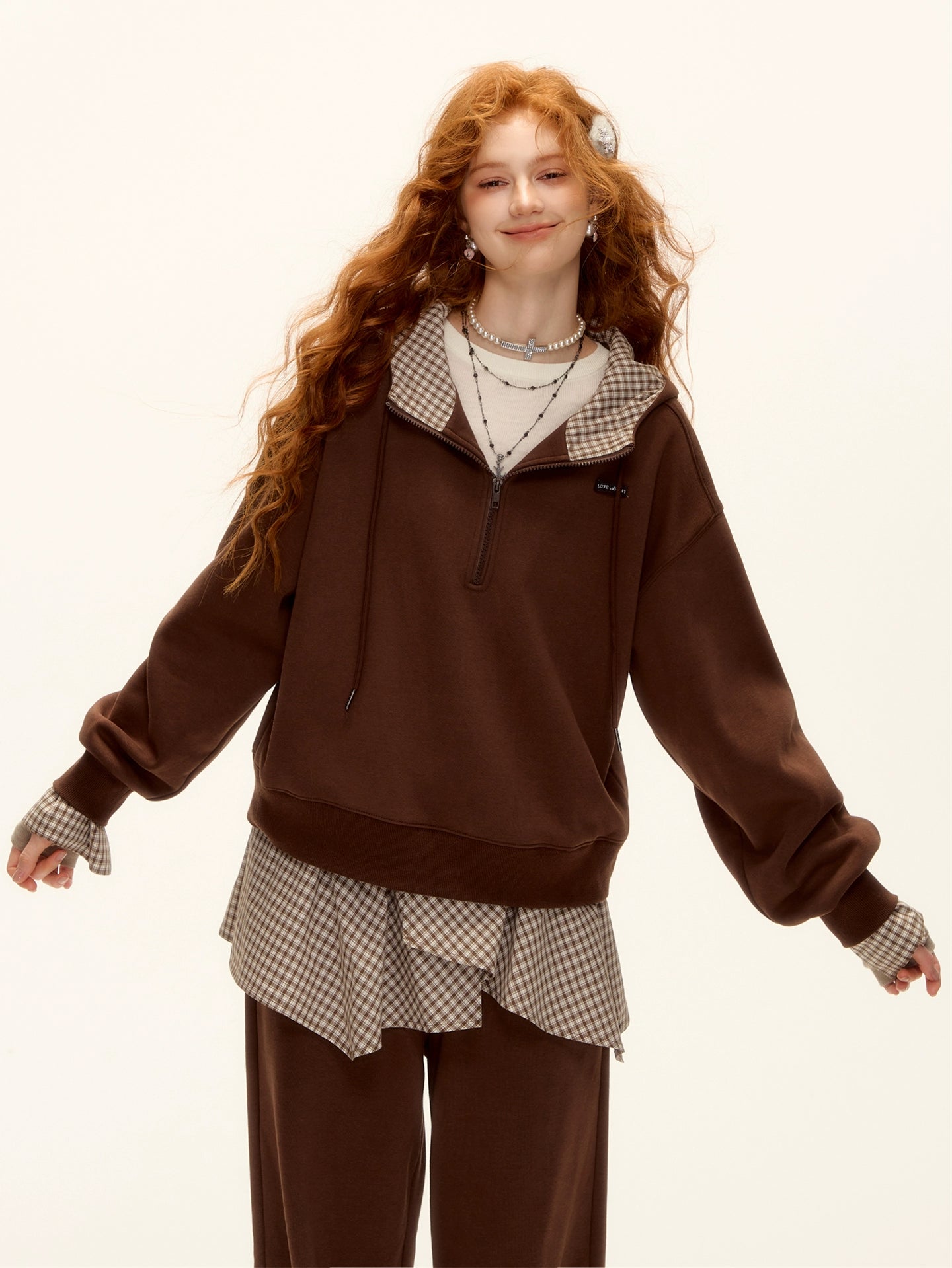 Plaid Hoodie Sweatpants Set